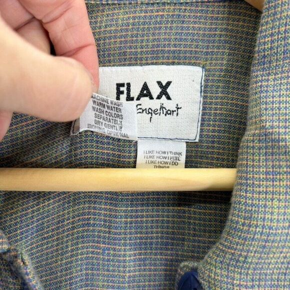 Vintage FLAX Small Linen Tunic Top Blouse Button Front Collared Lagenlook Flowy - Picture 14 of 16